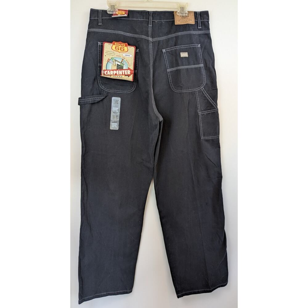 Route 66 Y2K Carpenter Jeans Junior 17/18 Black Wide Leg Streetwear Vintage NEW - Picture 3 of 12